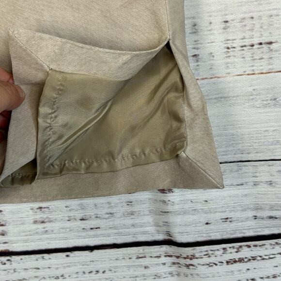 Womens VTG 90s Paul Harris Design Light Brown Tan Suede Leather Mini Skirt 8 - Picture 3 of 6